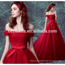 Cestbella TS1132 Elegante vestidos de noche de la vendimia con las mangas del casquillo Rojo Lace los vestidos de bola formales vestido largo 2017